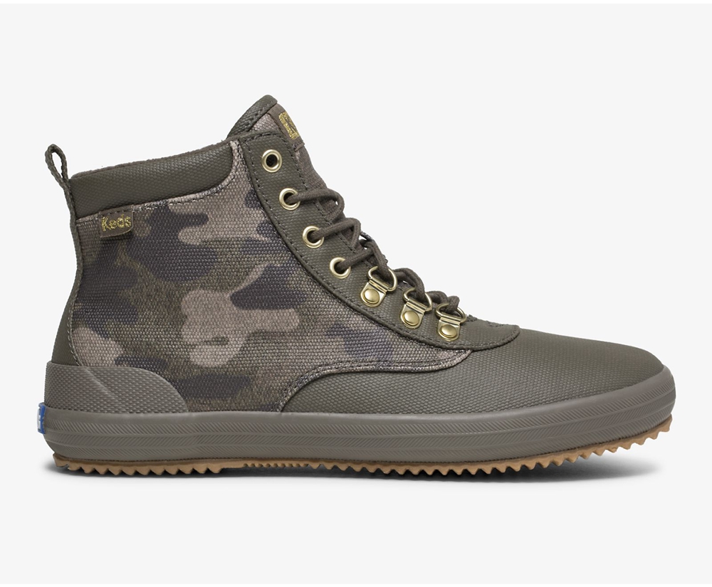 Μπότες Γυναικεια - Keds Scout Ii Water-Resistant Camo Καμβας W/ Thinsulate™ - Ελιά - FQAUD4531